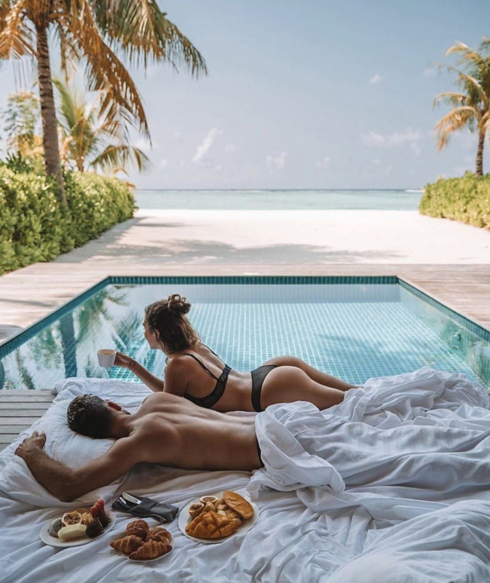 A couple in the Maldives