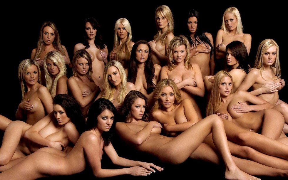 A lot of naked female asses