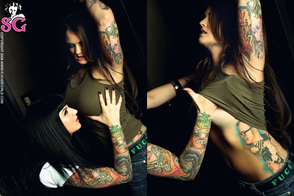 Two girls with tattoos