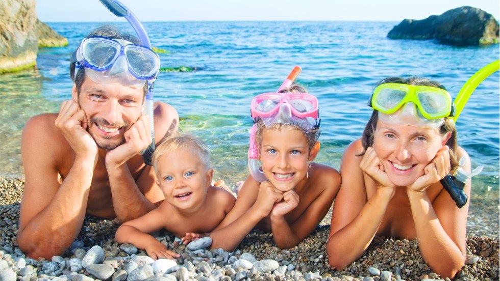 Children are resting at sea