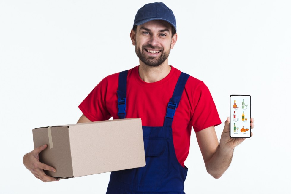 A man with a box in his hands