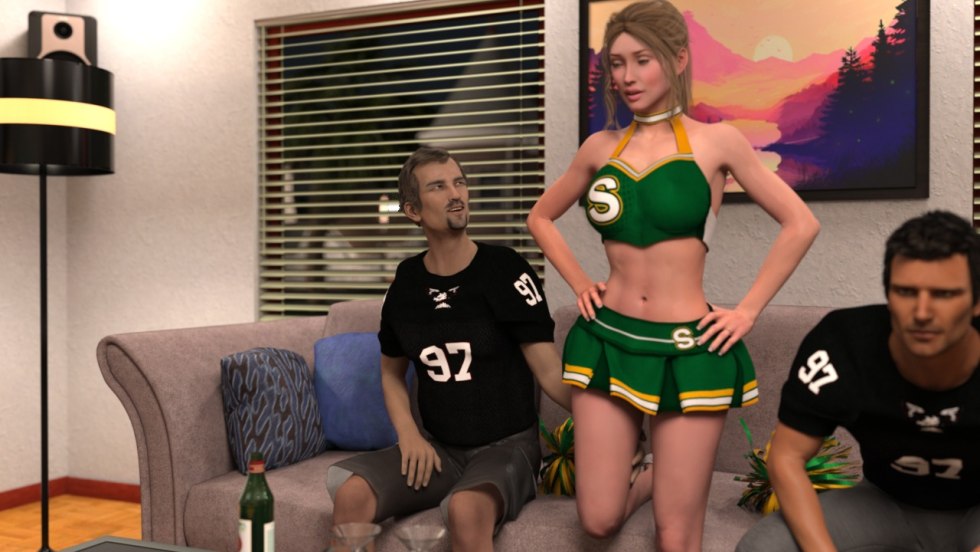 Porn. Blonde daughter in the kitchen