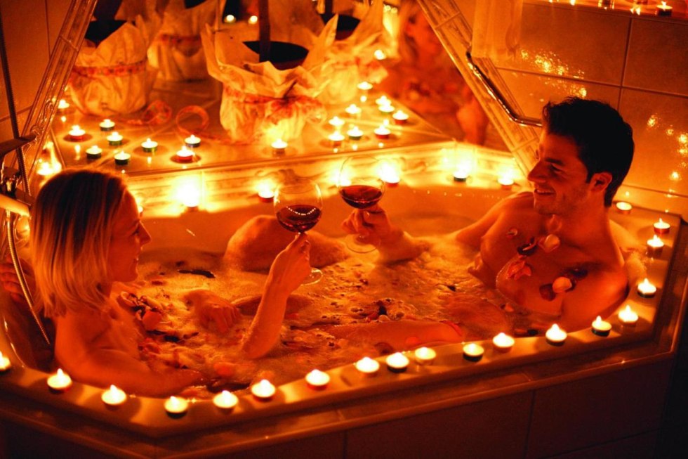 In the bathroom together