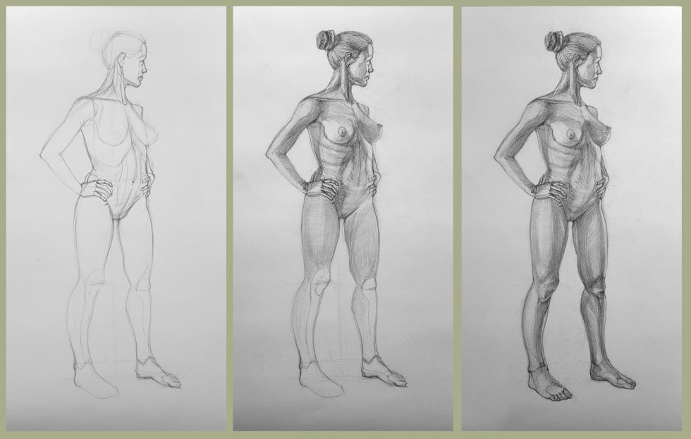 Human body with a pencil