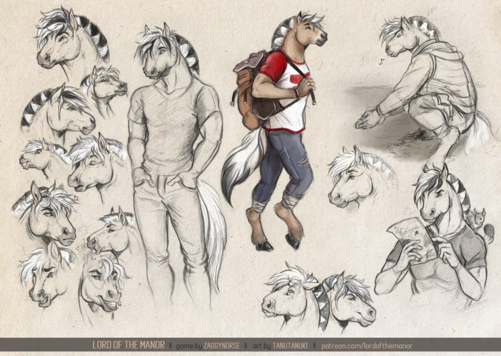 Fjord horse and man art