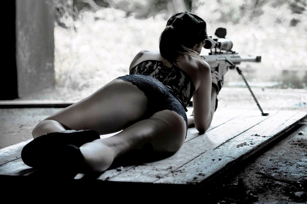 Girl with sniper rifle
