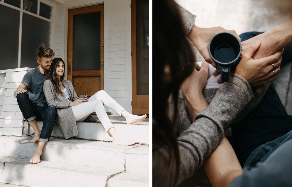 Stylish couple in the apartment