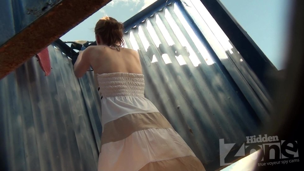 Hidden camera in a beach cabin