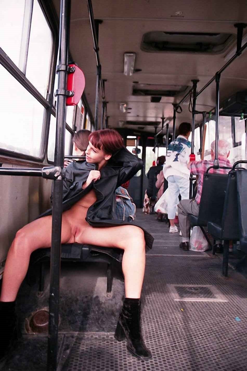 Girl without panties on the bus