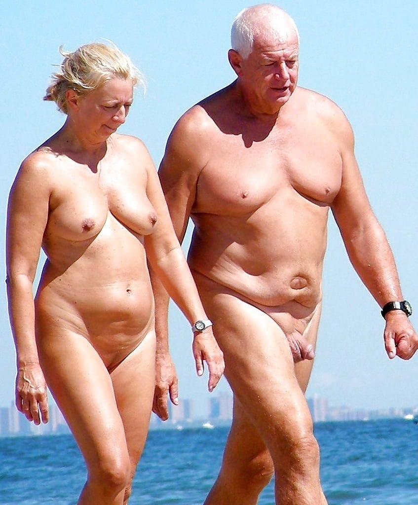 Naked elderly couples on the beach