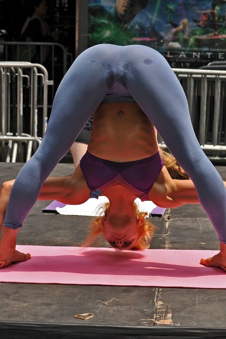 Girl without panties on yoga