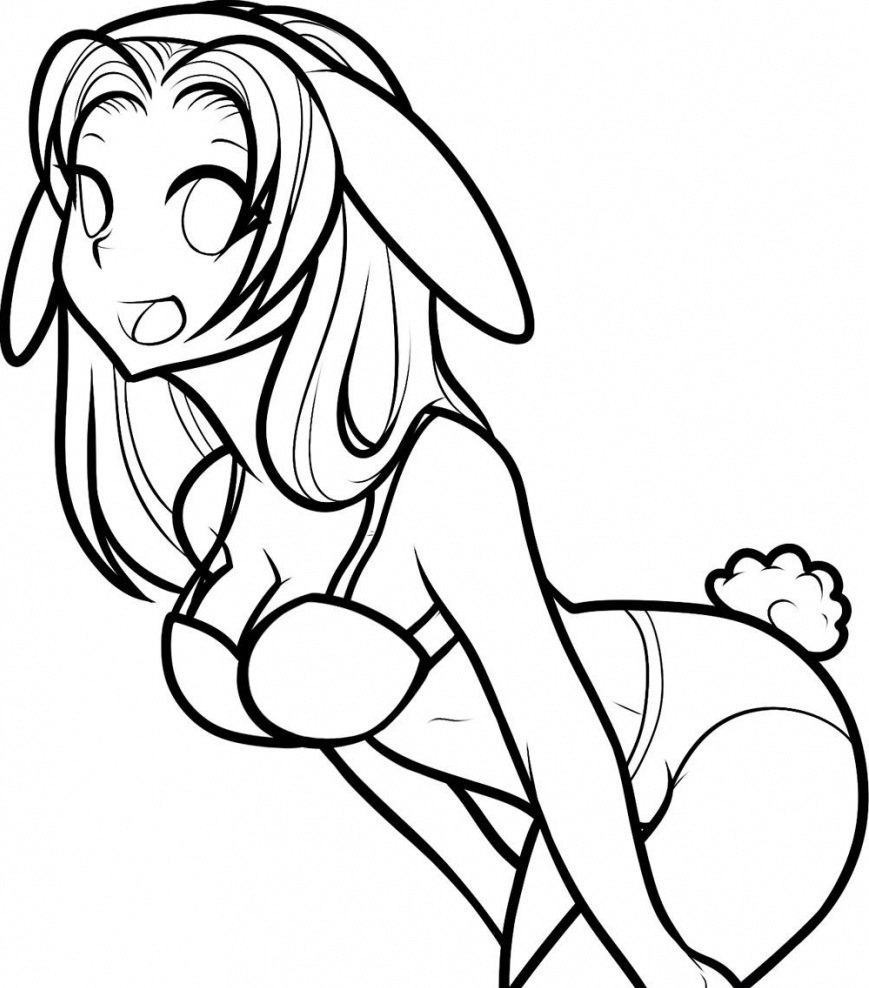 Anime bunny for coloring