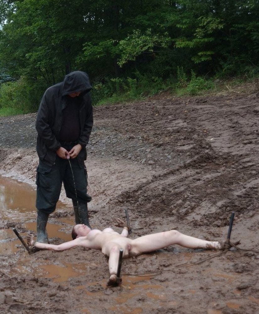 Bondage girls in mud