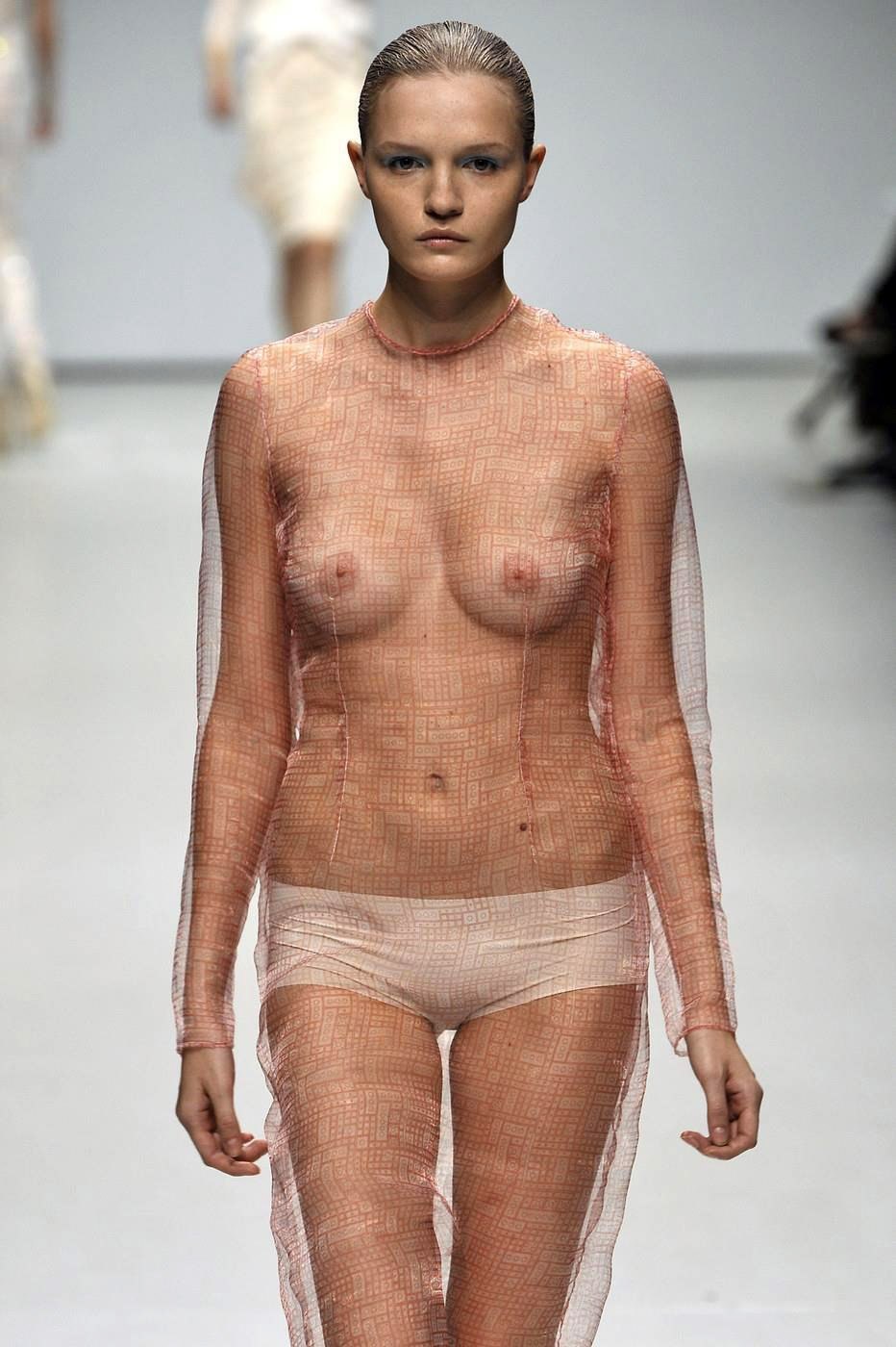 Naked models at the fashion show