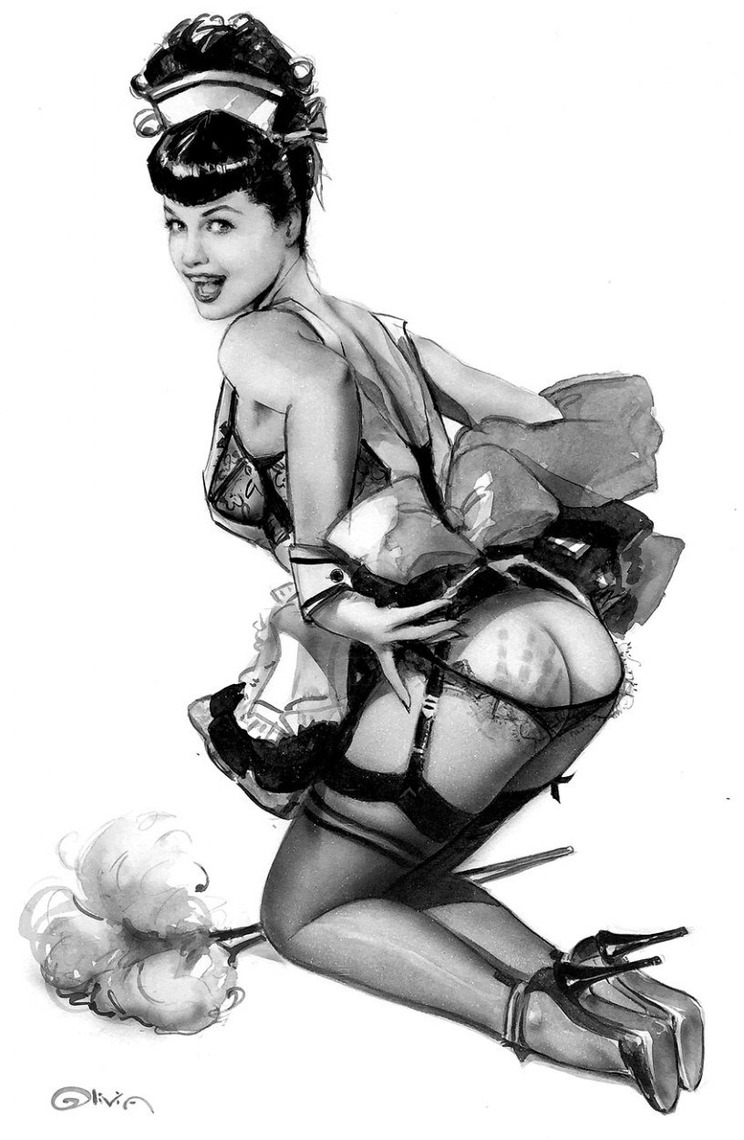 Erotic drawings in the style of PIN UP