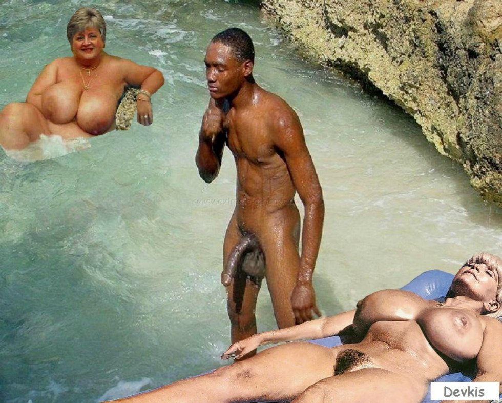 Naked woman with blacks on Jamaica