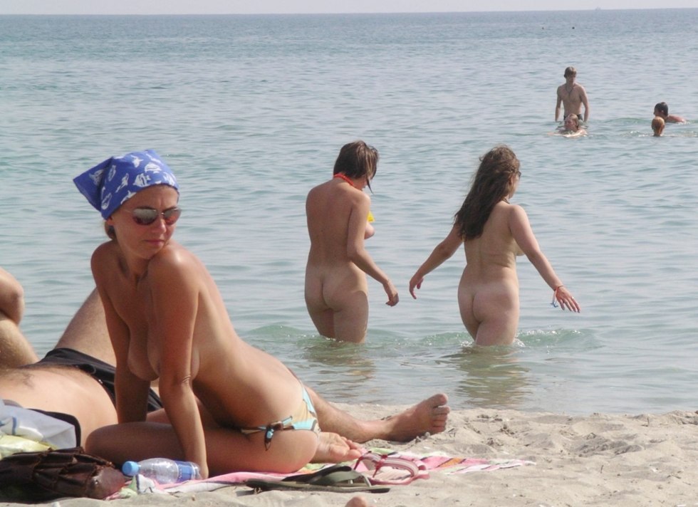 Naked nudists on the beach of Odessa