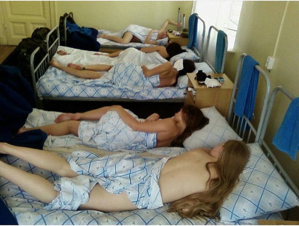 Girls in the camp are sleeping