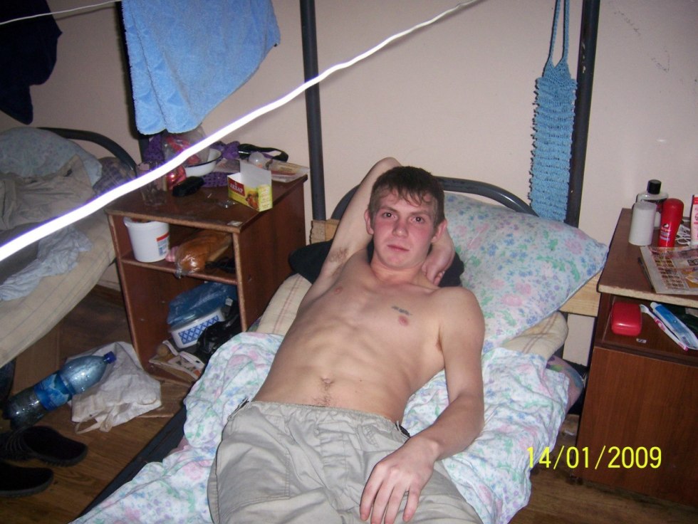 Naked Russian men in a hostel