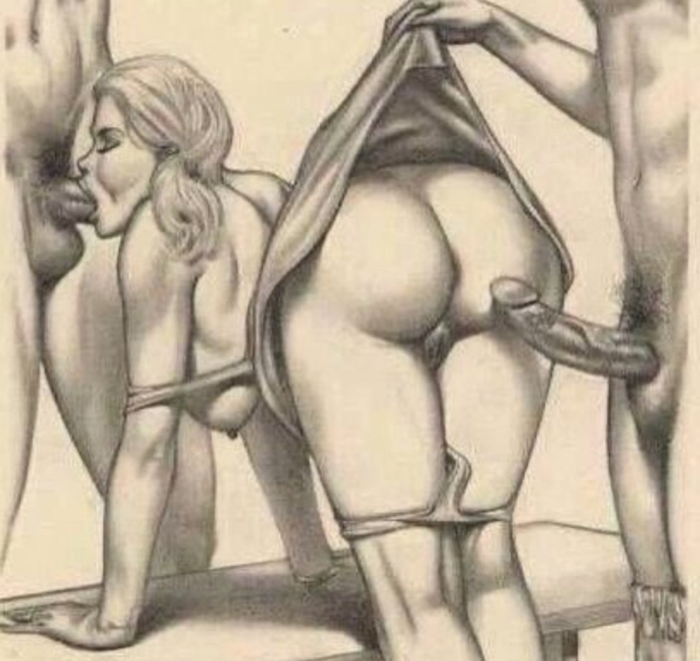 Gangbang drawing with a pencil