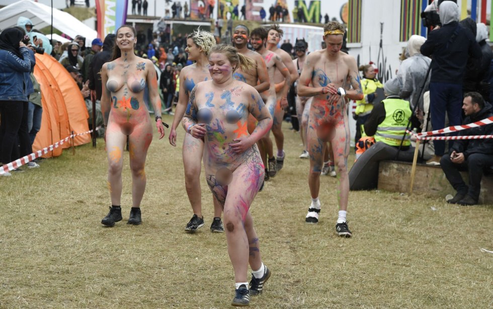 Naked at the music festival