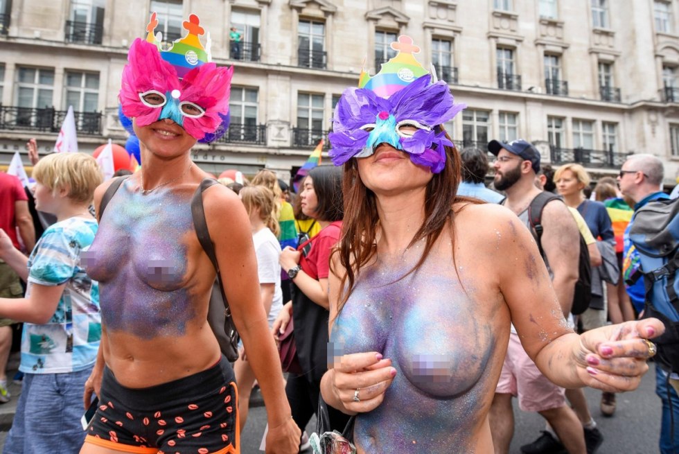 Huge boobs on LGBT parade