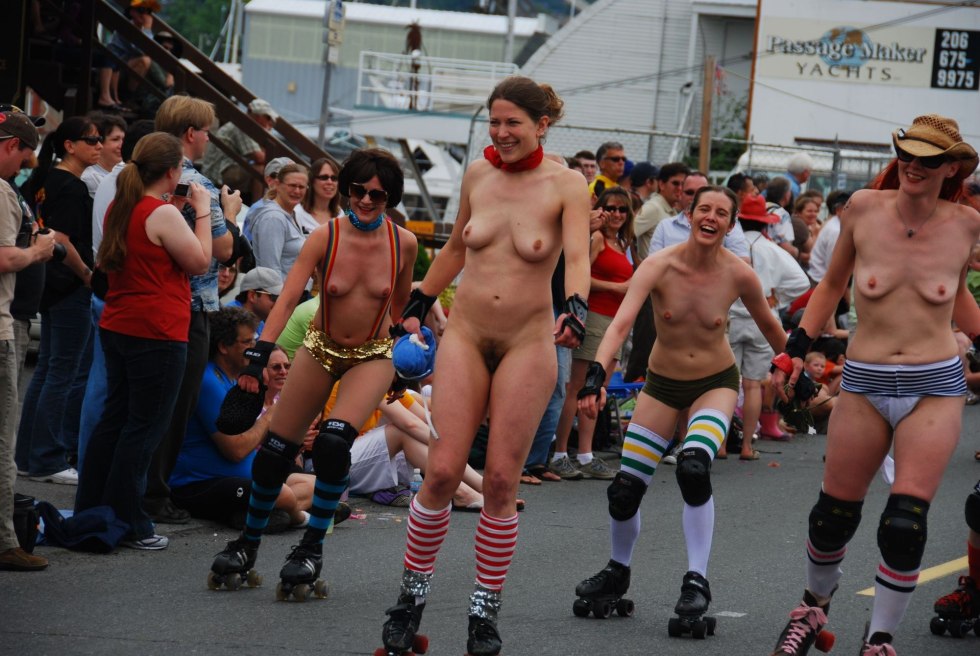 Parade of naked men and women