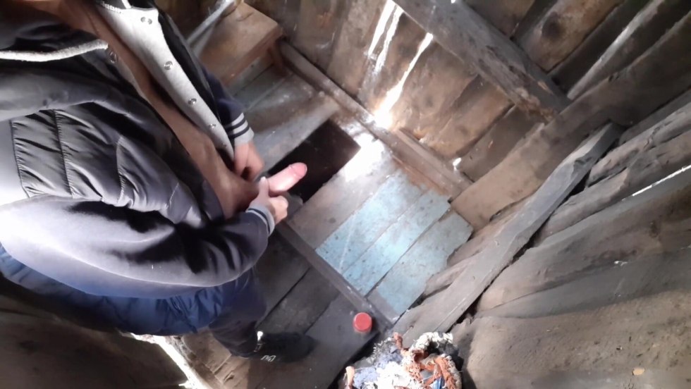 Rural toilet guy masturbates