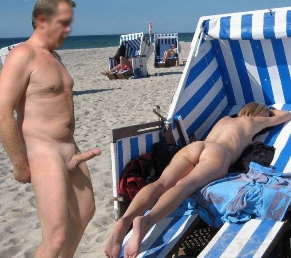 Naked men on a nudist beach