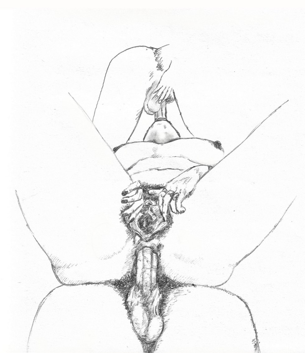 Vagina drawing with a pencil