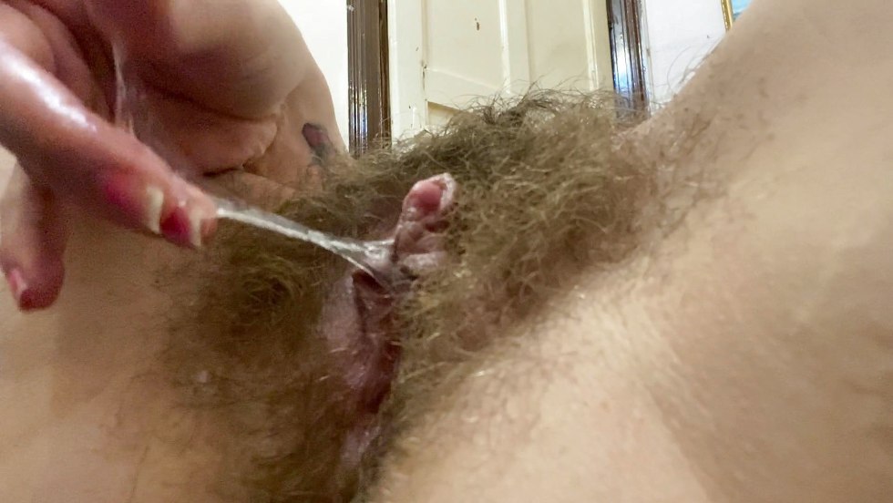 Extreme Hairy Big Clit Pussy Orgasm with Tampons Inside