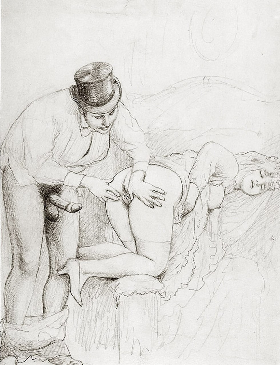 Drawing retro kissing vagina