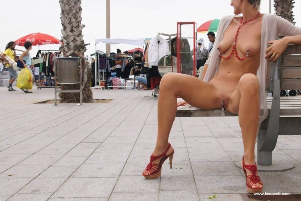 Without panties in public piercing