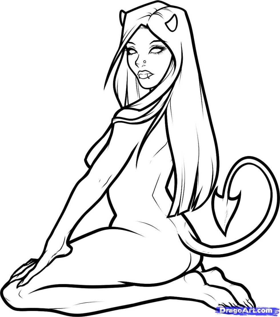 Devil drawing with a pencil