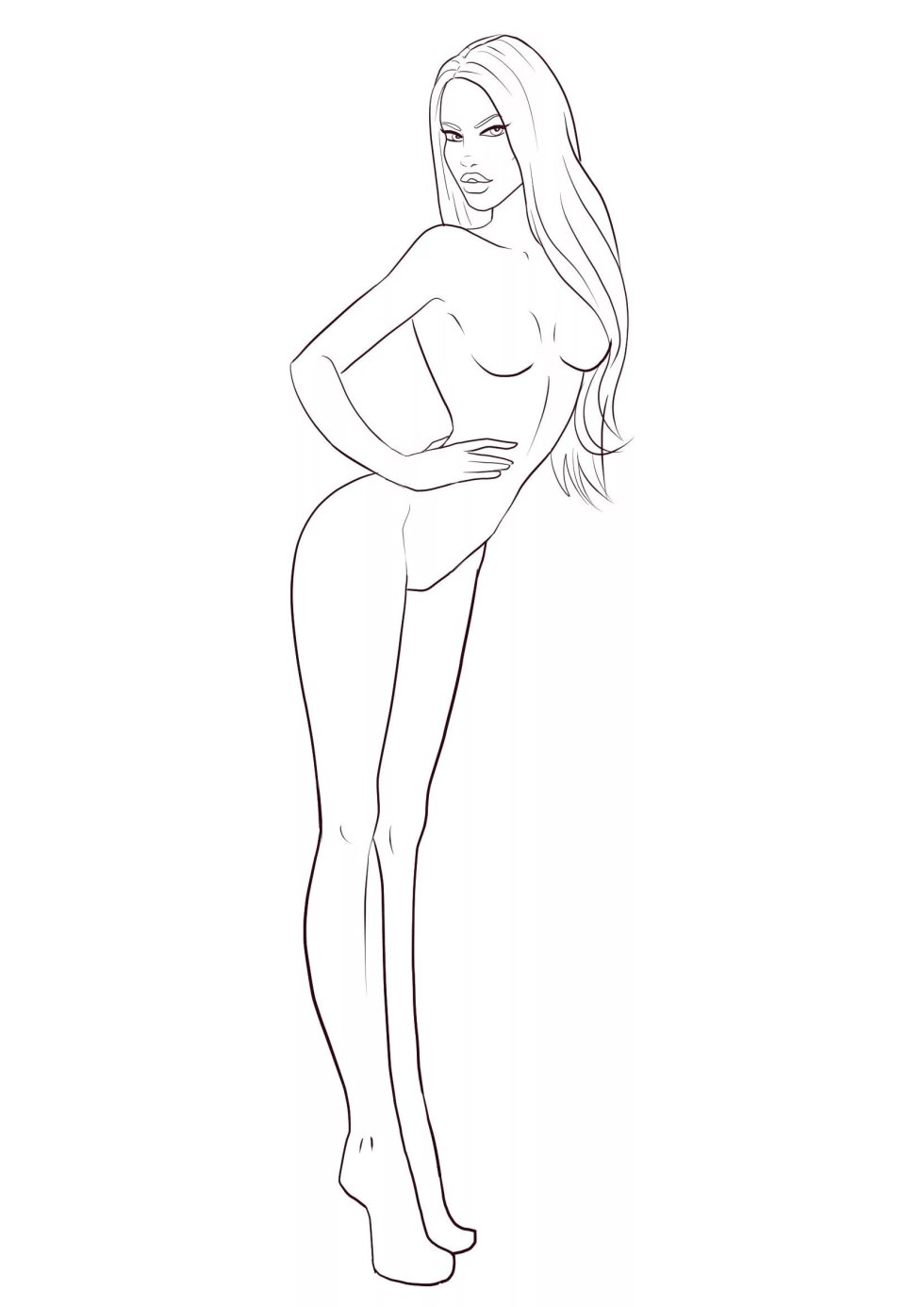 Coloring a girl without clothes