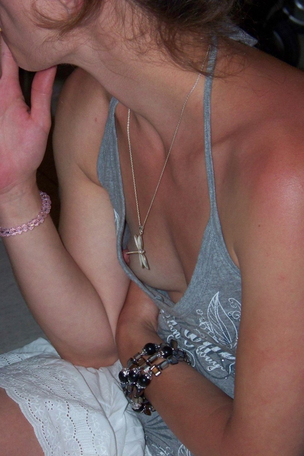 The girl lit up the nipple