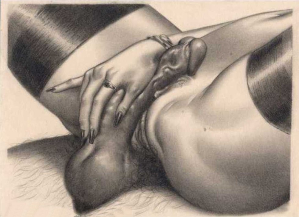Pornographic painting with a pencil