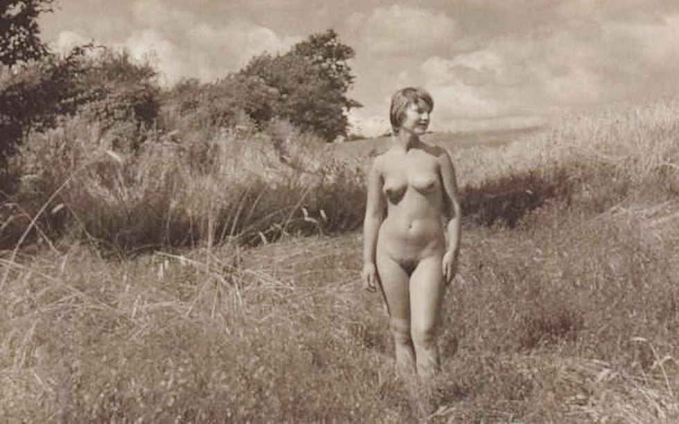 Women nude retro in nature