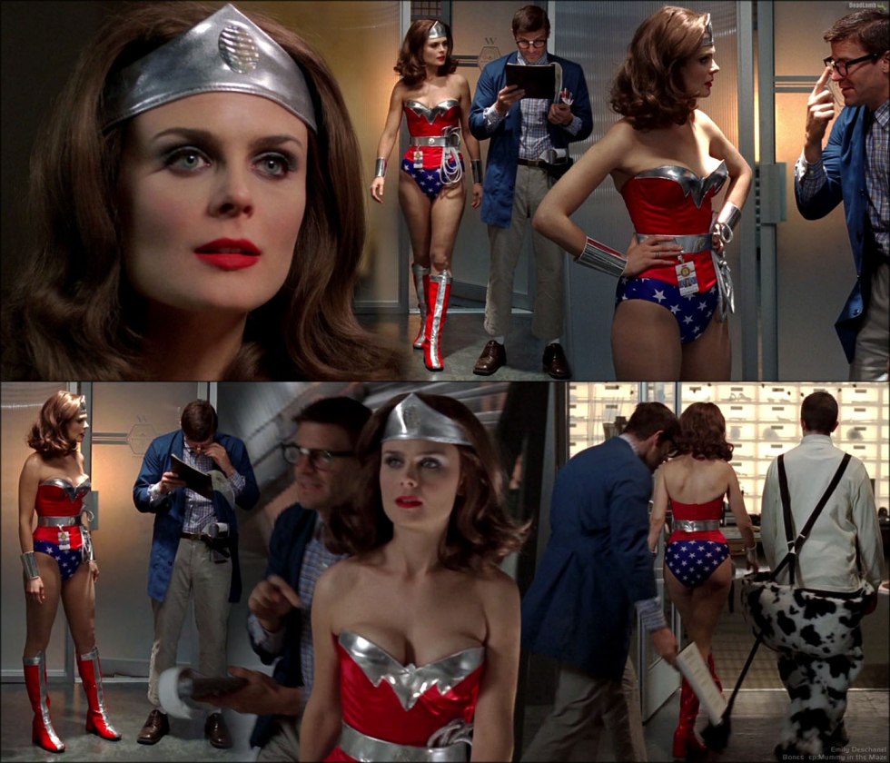 Emily Deschanel in linen