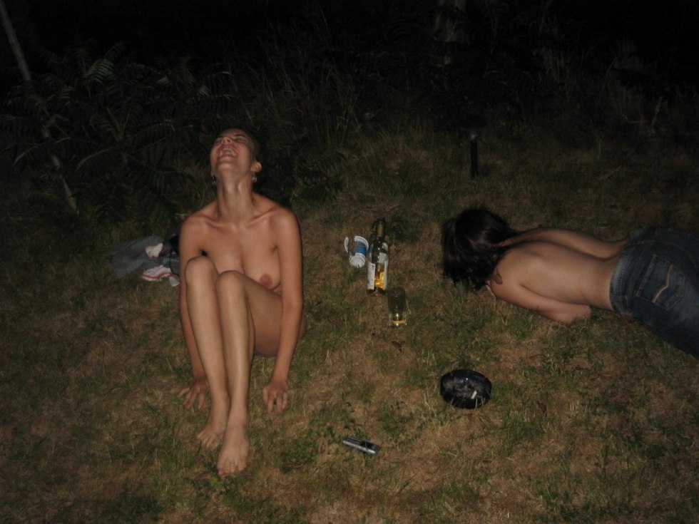 Drunk naked girls in nature