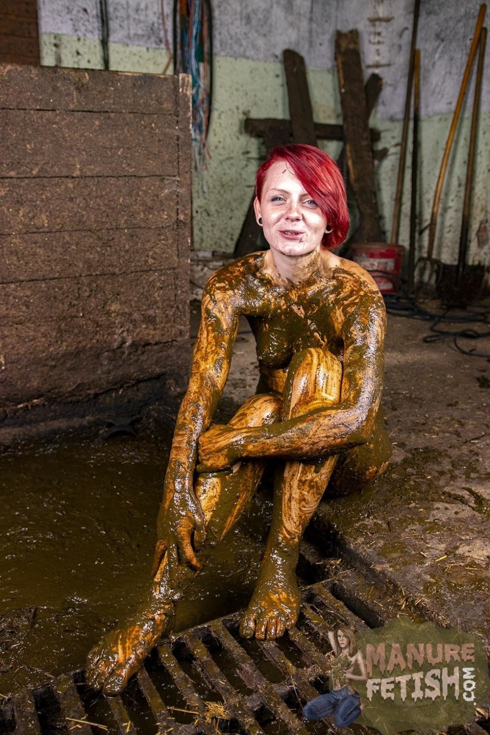 Girl naked in manure