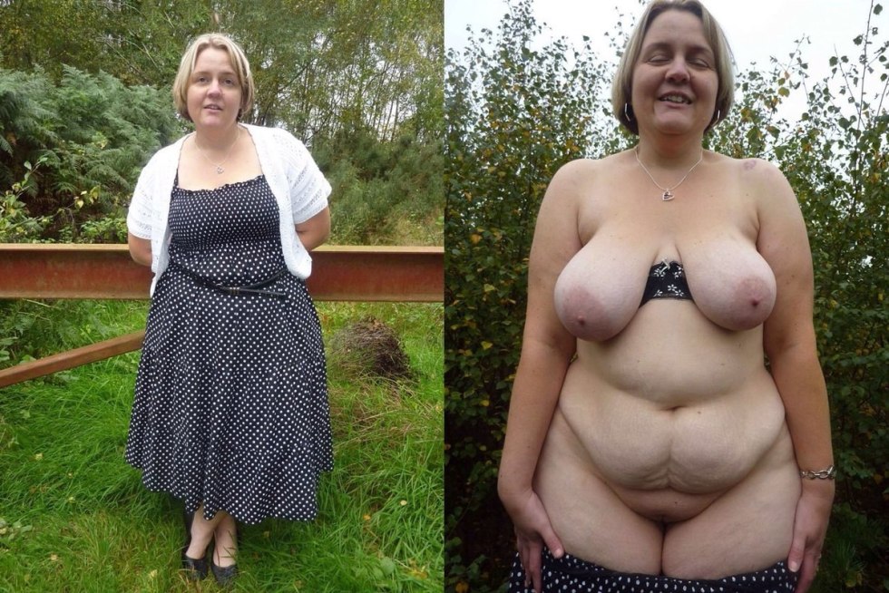 Mature thick dressed striped