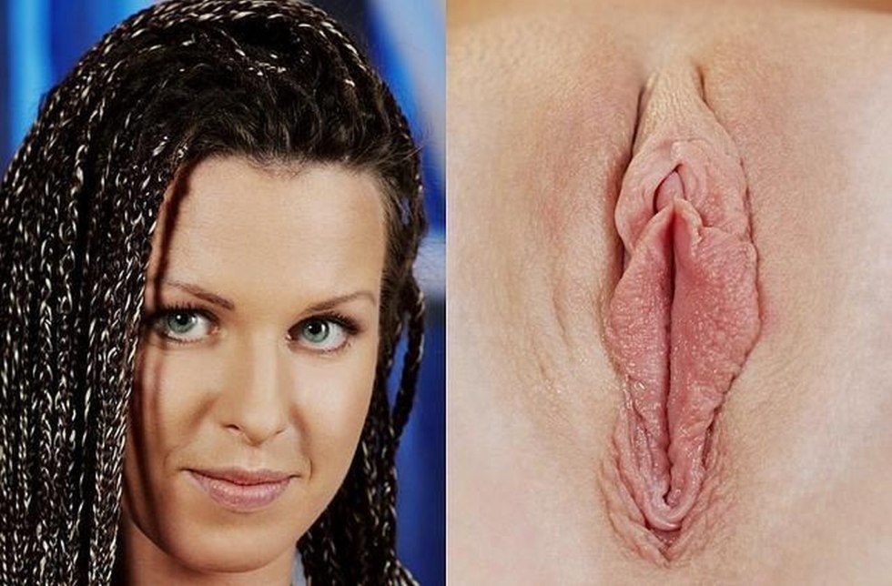 The face of the girl and her vagina