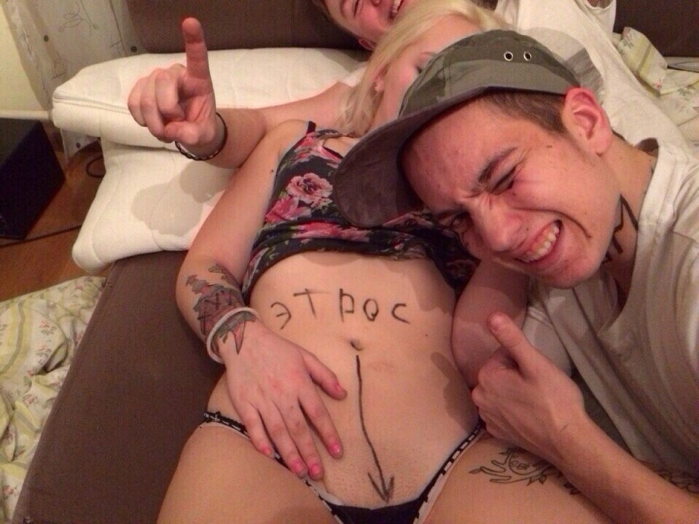 Painted naked on a brink