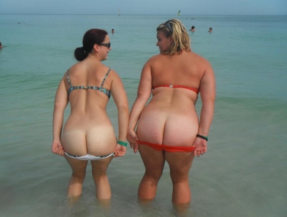 Naked with big priests on the beach