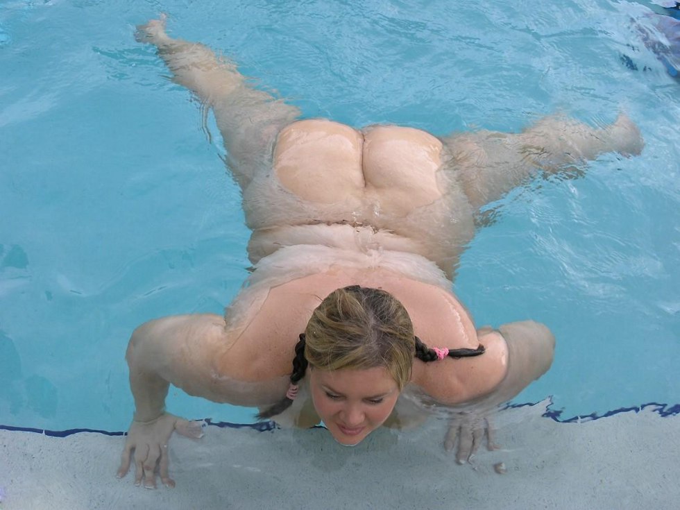 Naked bbw in the pool