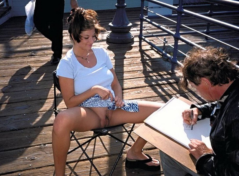 Without panties in public places