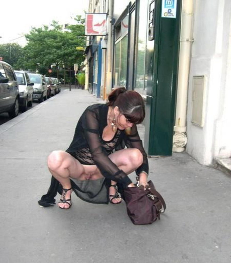 Mature without panties in public places