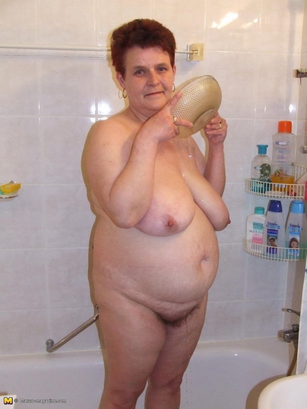 Elderly bbw in the shower