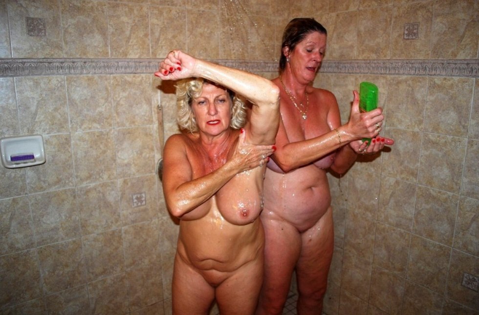 Naked old women in a public bath